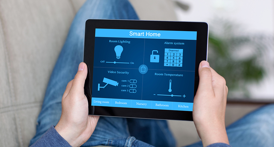 The ability to access and control security components from a mobile device is one of the top smart home trends in Fort Wayne. Close-up of smart home security app.